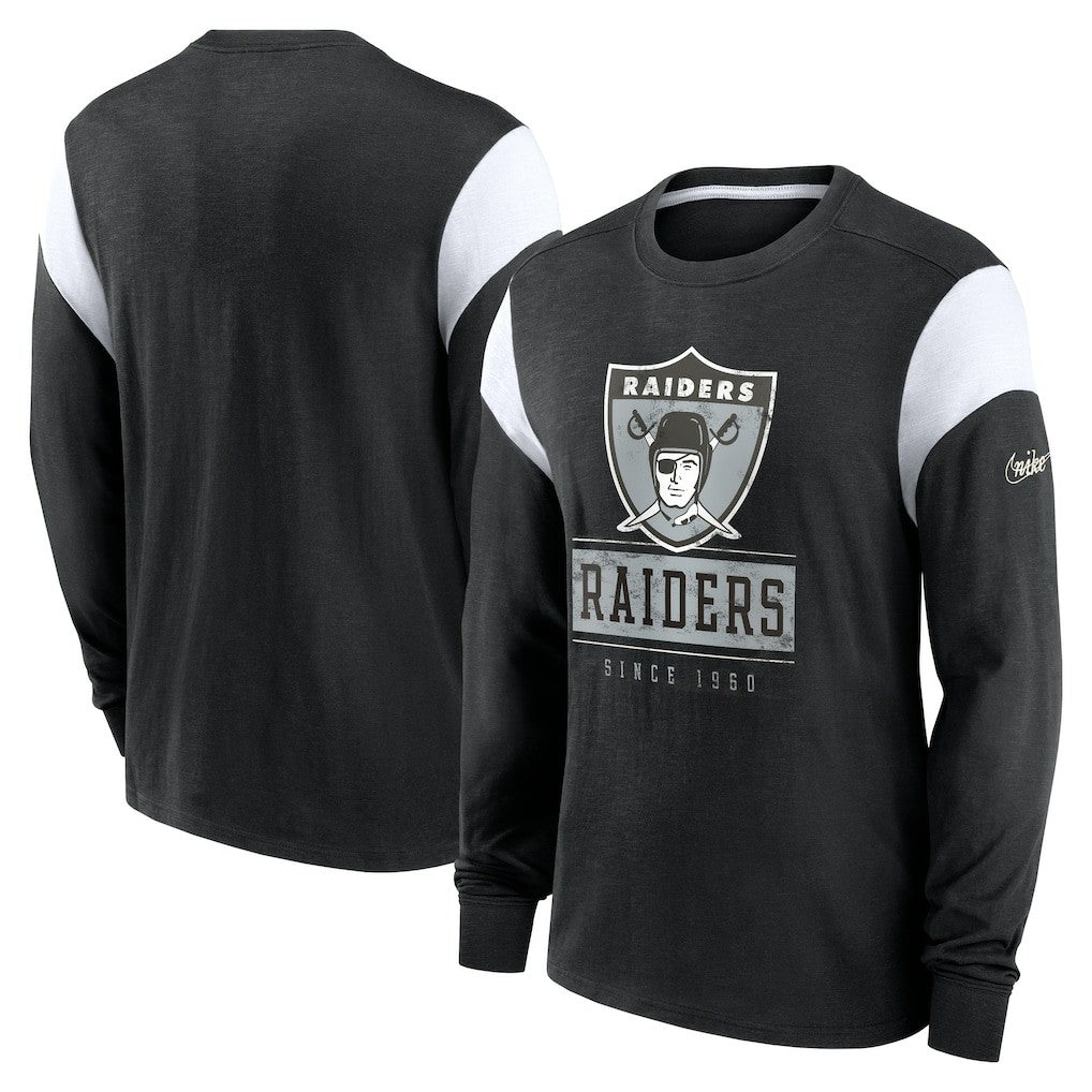 Oakland Raiders Rewind Playback Helmet Long Sleeve T-Shirt - Las Vegas Raiders