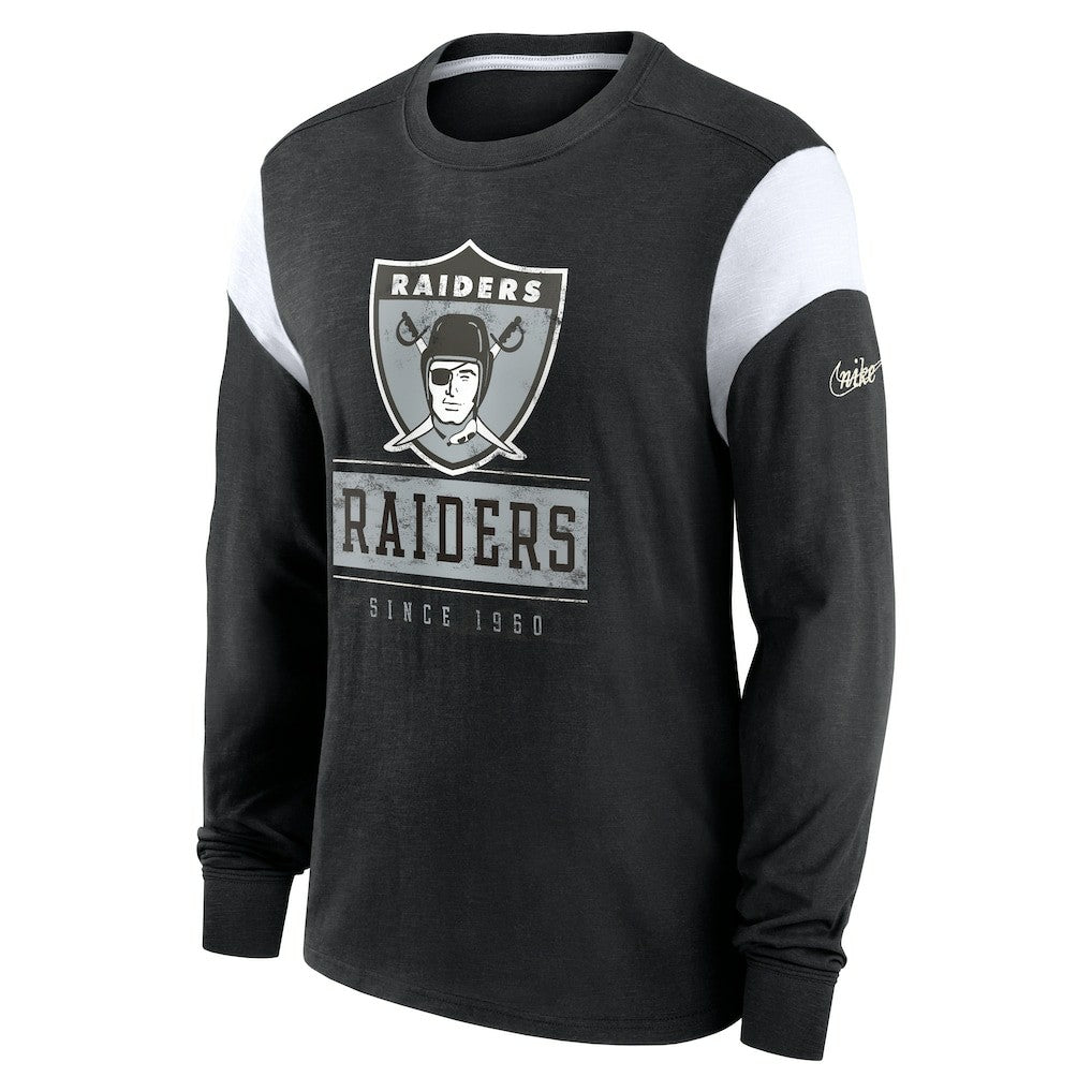 Oakland Raiders Rewind Playback Helmet Long Sleeve T-Shirt - Las Vegas Raiders