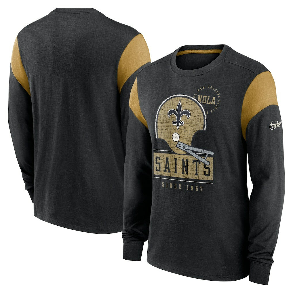 Rewind Playback Helmet Long Sleeve T-Shirt - New Orleans Saints