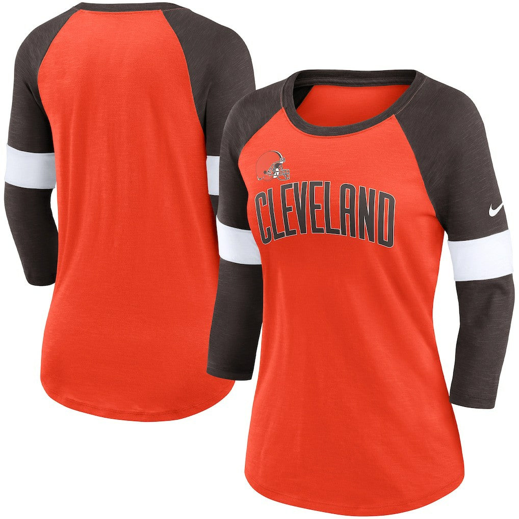Women's Football Pride Slub 3/4 Raglan Sleeve T-Shirt - Cleveland Browns