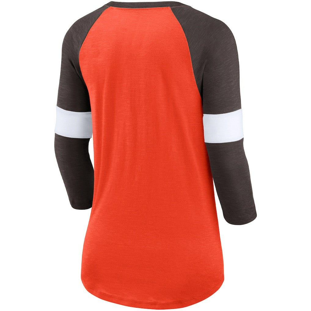 Women's Football Pride Slub 3/4 Raglan Sleeve T-Shirt - Cleveland Browns