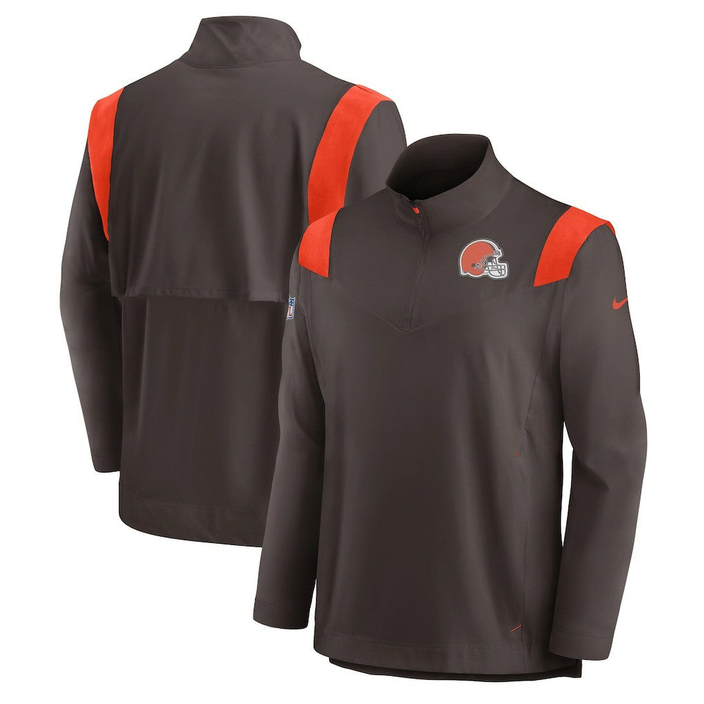 Sideline Coach Chevron Lockup Quarter-Zip Long Sleeve Top - Cleveland Browns