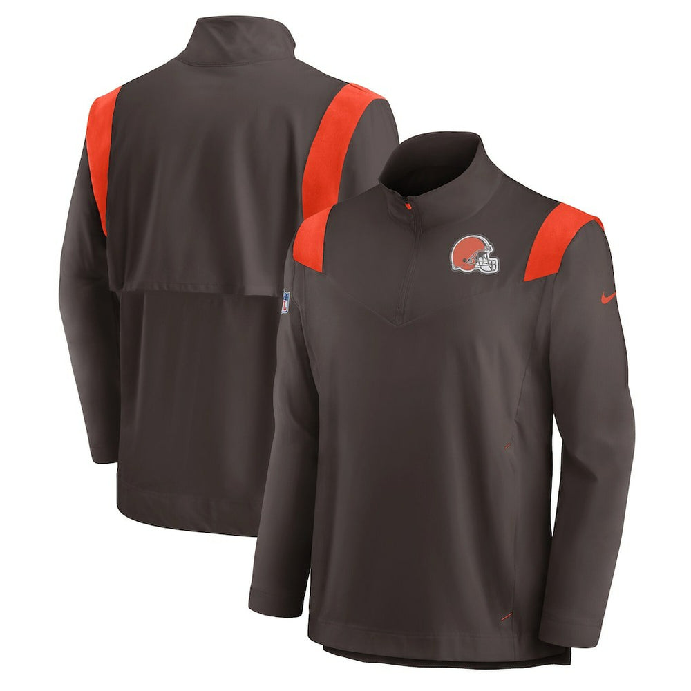 Sideline Coach Chevron Lockup Quarter-Zip Long Sleeve Top - Cleveland Browns