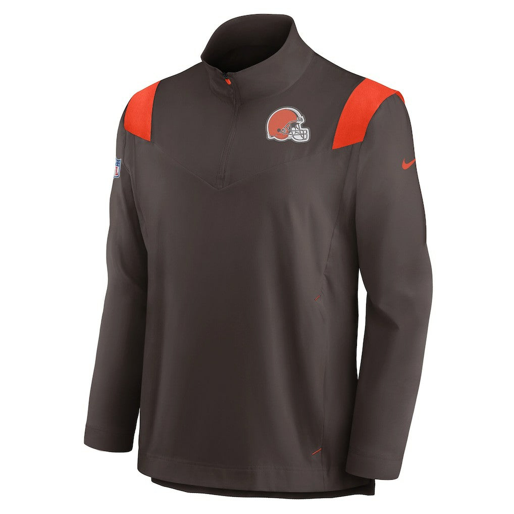 Sideline Coach Chevron Lockup Quarter-Zip Long Sleeve Top - Cleveland Browns