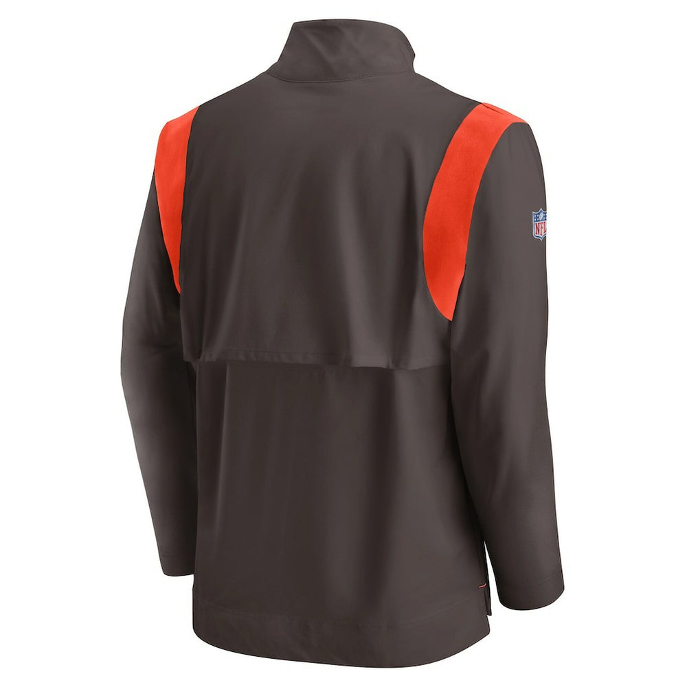 Sideline Coach Chevron Lockup Quarter-Zip Long Sleeve Top - Cleveland Browns