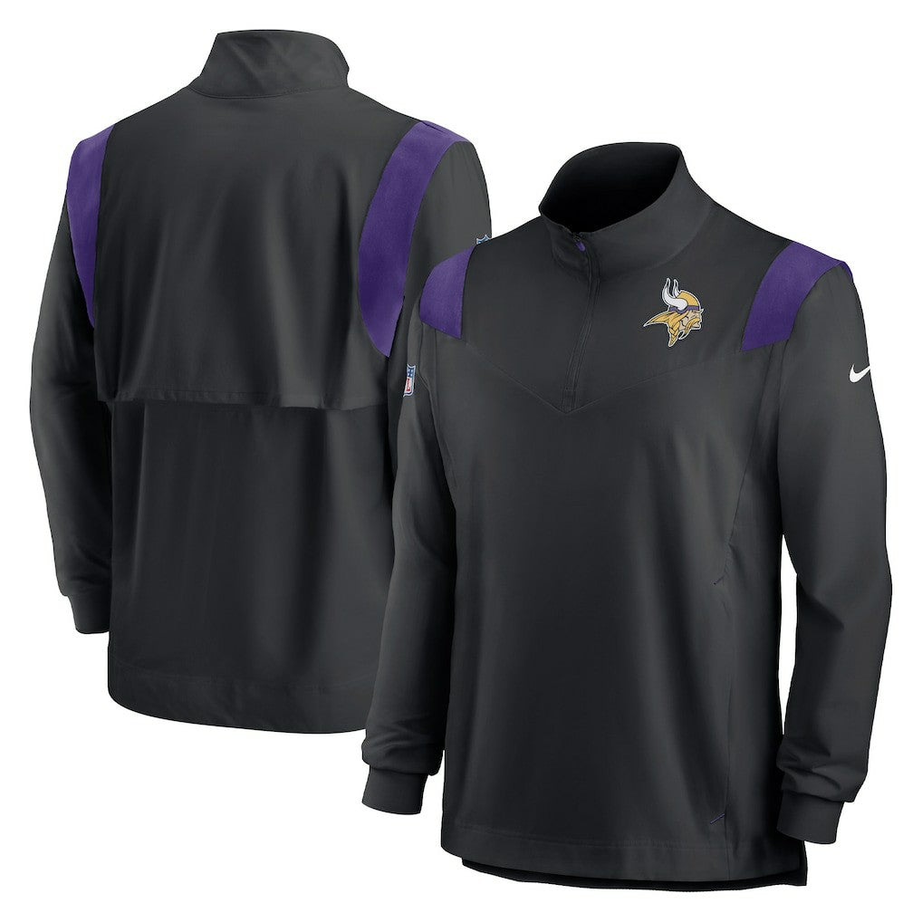 Sideline Coach Chevron Lockup Quarter-Zip Long Sleeve Top - Minnesota Vikings