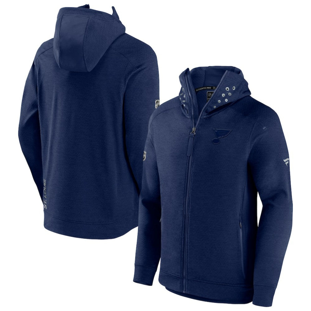 NHL Navy St. Louis Blues Fanatics Authentic Pro Road Tech Lightweight Full-Zip Hoodie Jacket