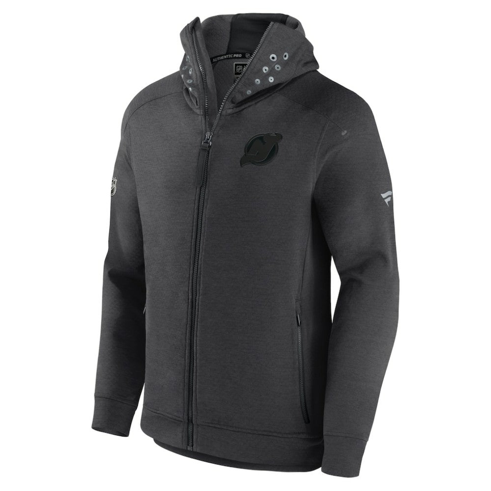 NHL Charcoal New Jersey Devils Fanatics Authentic Pro Road Tech Lightweight Full-Zip Hoodie Jacket
