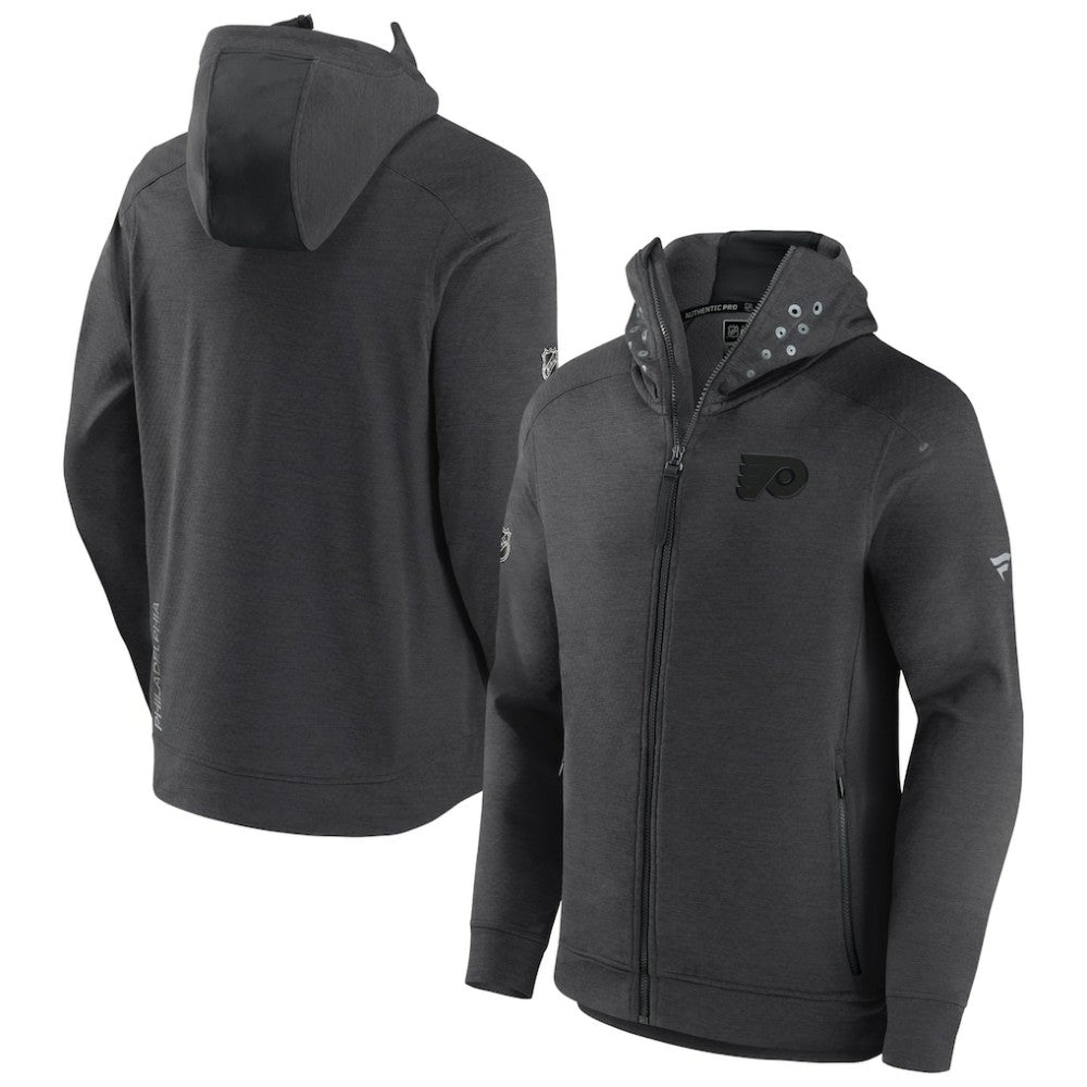NHL Charcoal Philadelphia Flyers Fanatics Authentic Pro Road Tech Lightweight Full-Zip Hoodie Jacket