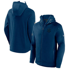 NHL Navy Seattle Kraken Fanatics Authentic Pro Road Tech Lightweight Full-Zip Hoodie Jacket