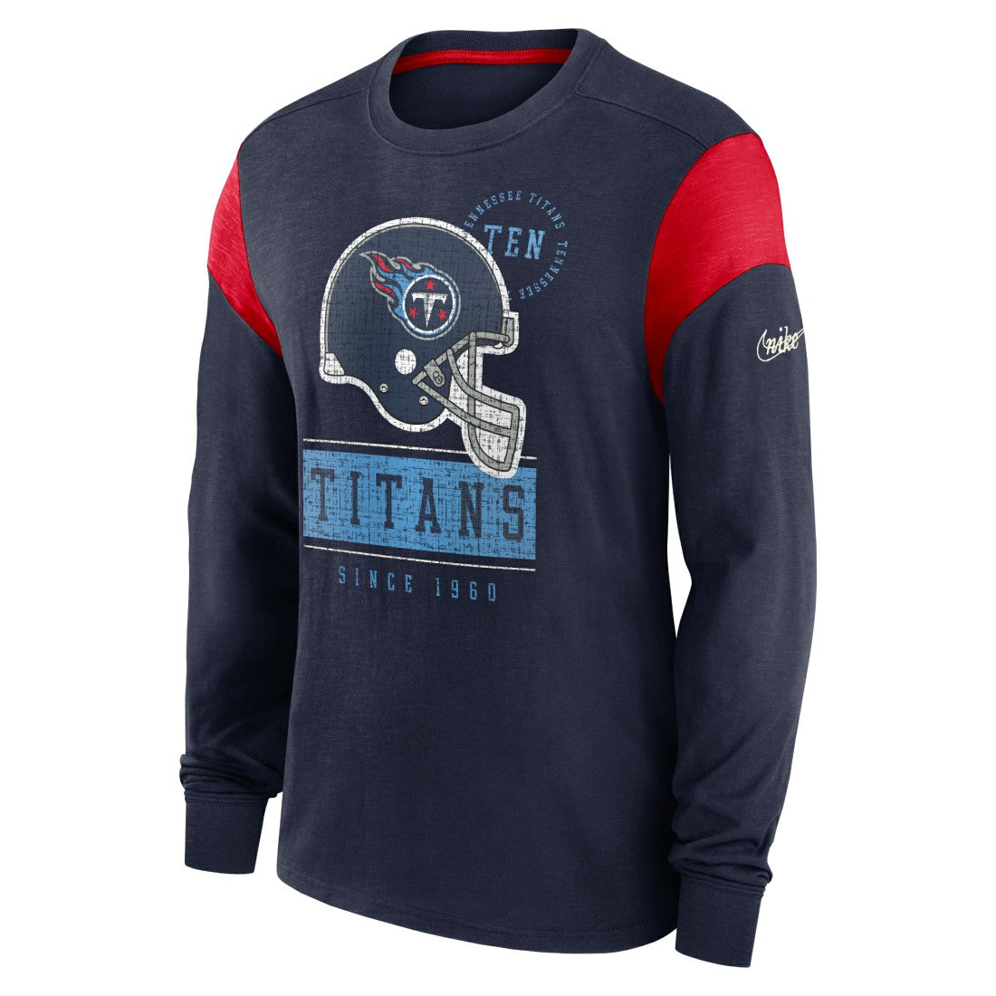 Rewind Playback Helmet Long Sleeve T-Shirt - Tennessee Titans