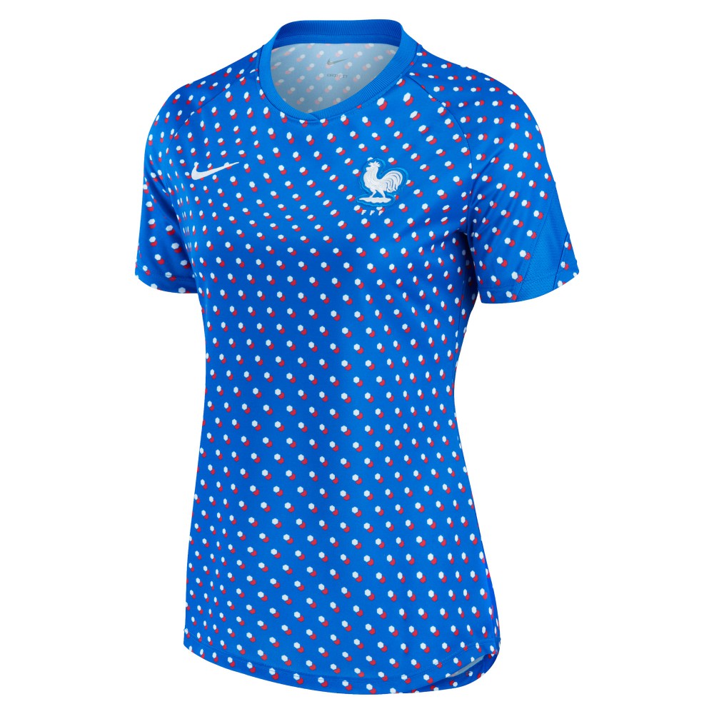 France Women's National Team Women's 2022/23 Away Pre-Match Performance Top - Nike Blue