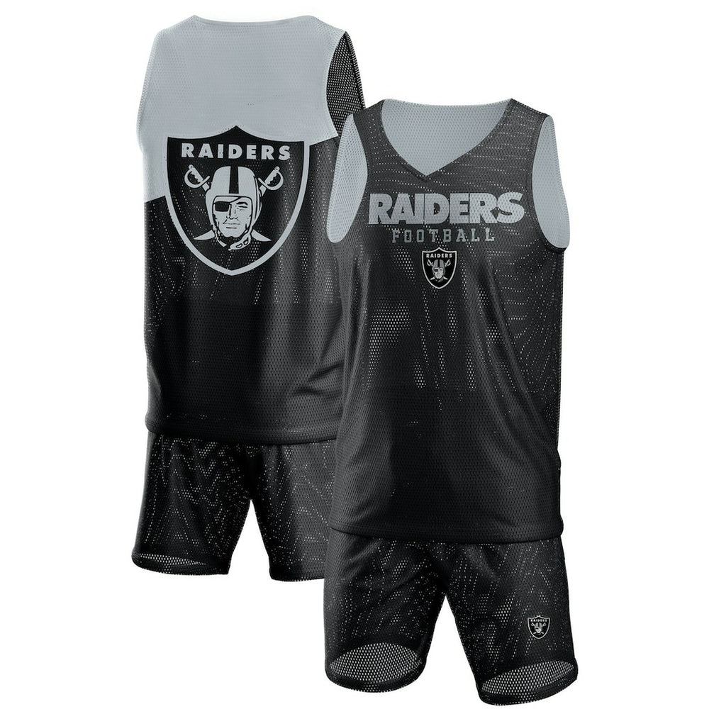 FOCO Colorblock Mesh V-Neck & Shorts Set - Las Vegas Raiders