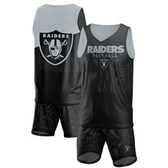FOCO Colorblock Mesh V-Neck & Shorts Set - Las Vegas Raiders
