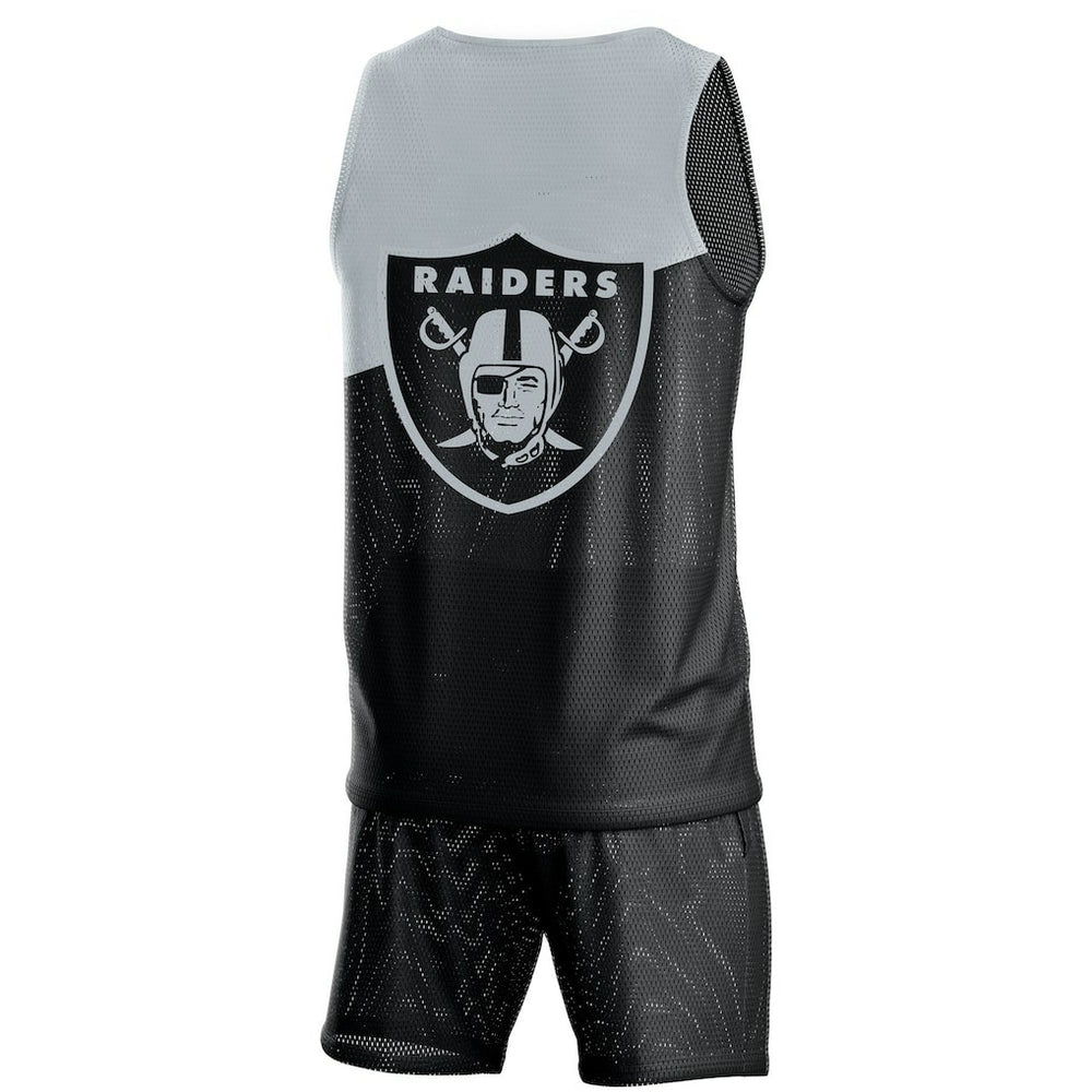FOCO Colorblock Mesh V-Neck & Shorts Set - Las Vegas Raiders
