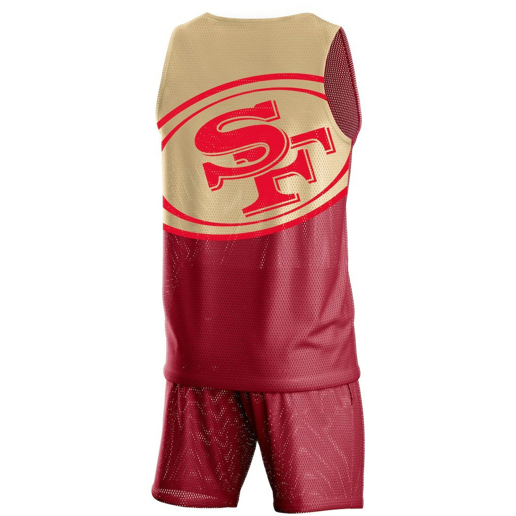 FOCO Colorblock Mesh V-Neck & Shorts Set - San Francisco 49ers