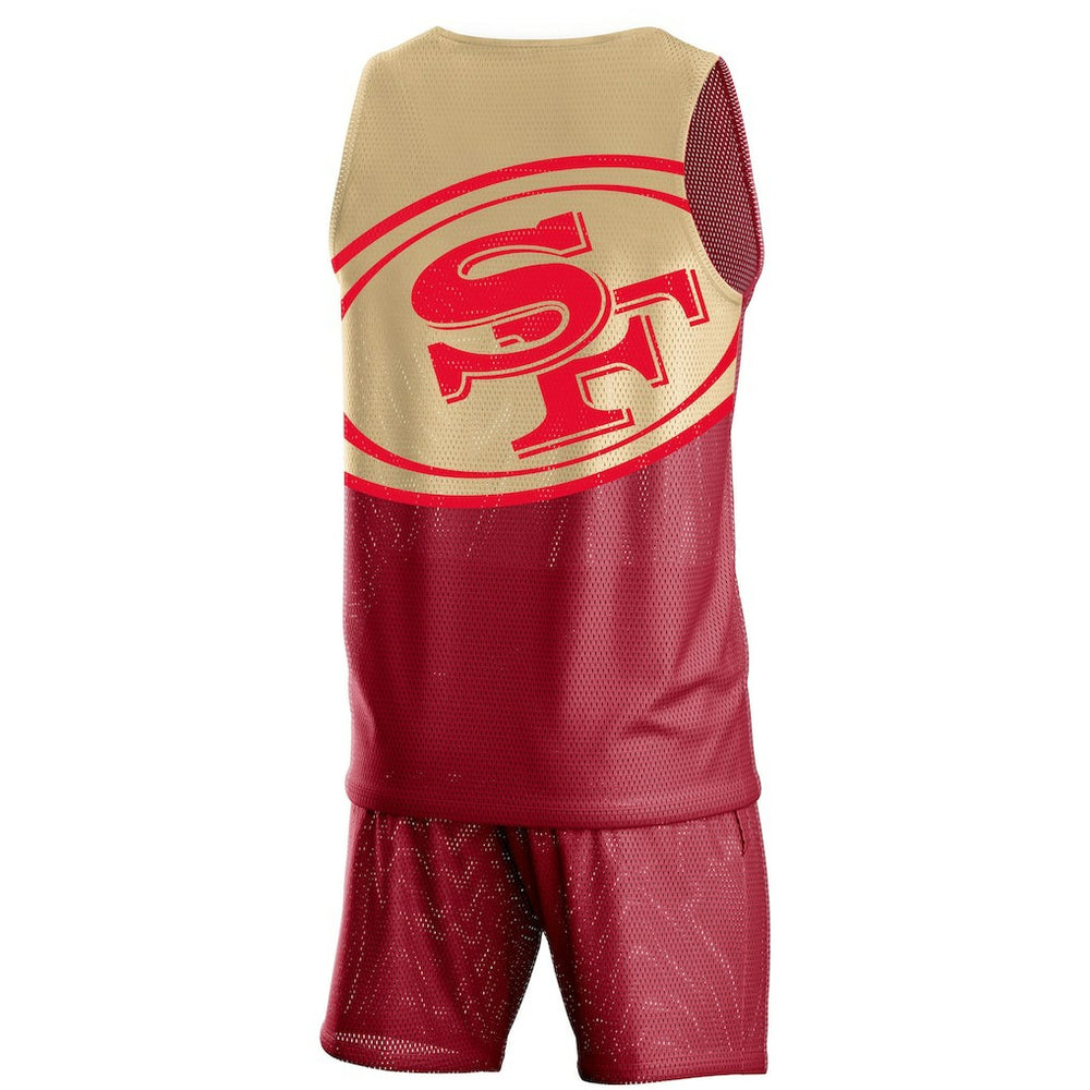 FOCO Colorblock Mesh V-Neck & Shorts Set - San Francisco 49ers