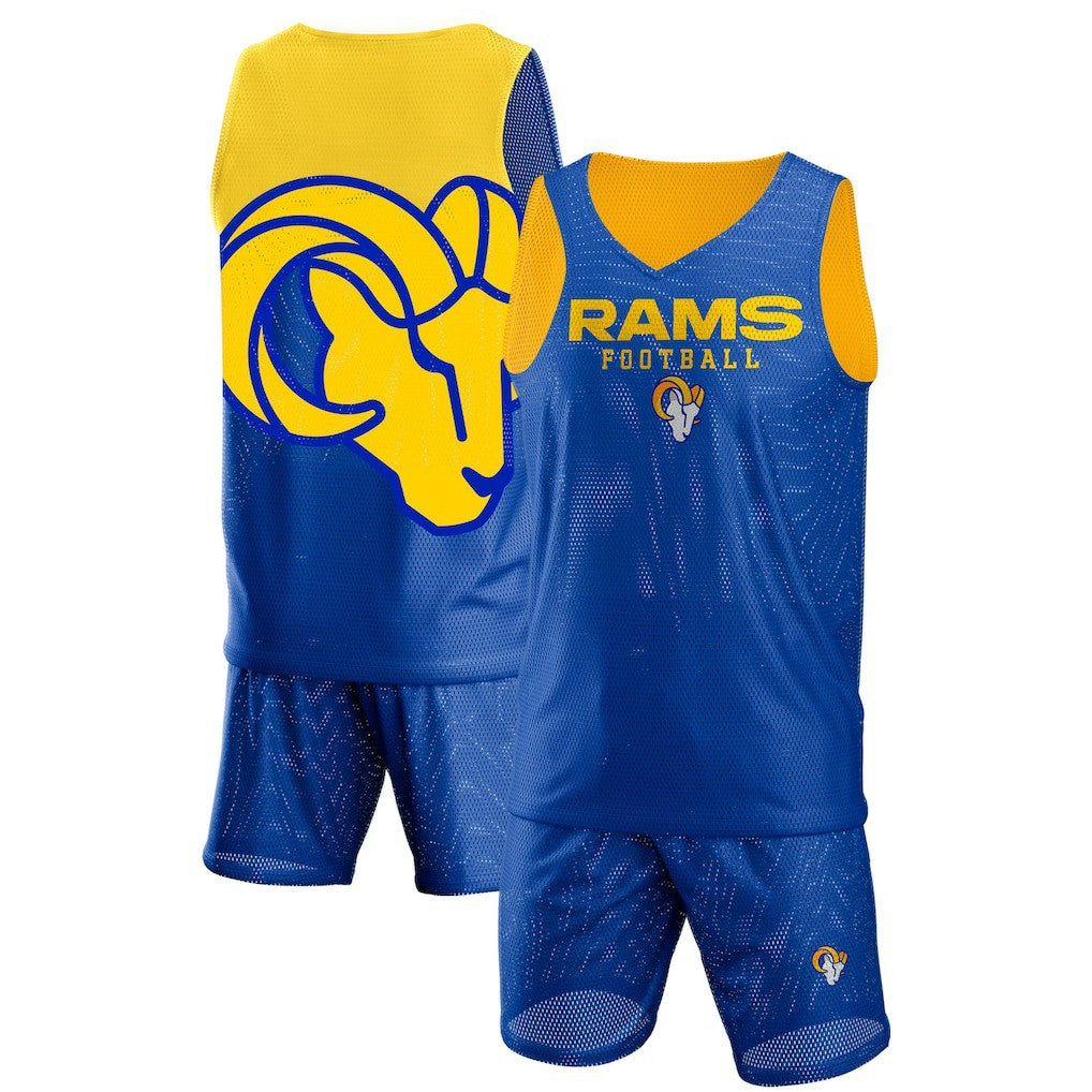 FOCO Colorblock Mesh V-Neck & Shorts Set - Los Angeles Rams