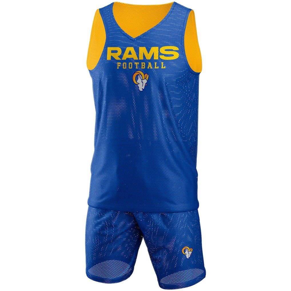 FOCO Colorblock Mesh V-Neck & Shorts Set - Los Angeles Rams