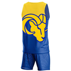 FOCO Colorblock Mesh V-Neck & Shorts Set - Los Angeles Rams