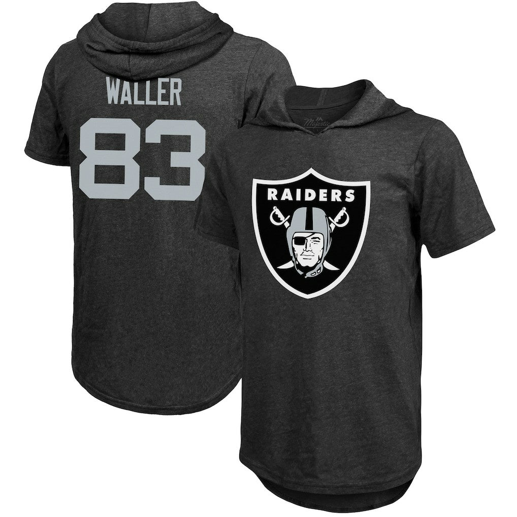 Darren Waller  Majestic Threads Player Name & Number Tri-Blend Hoodie T-Shirt - Las Vegas Raiders