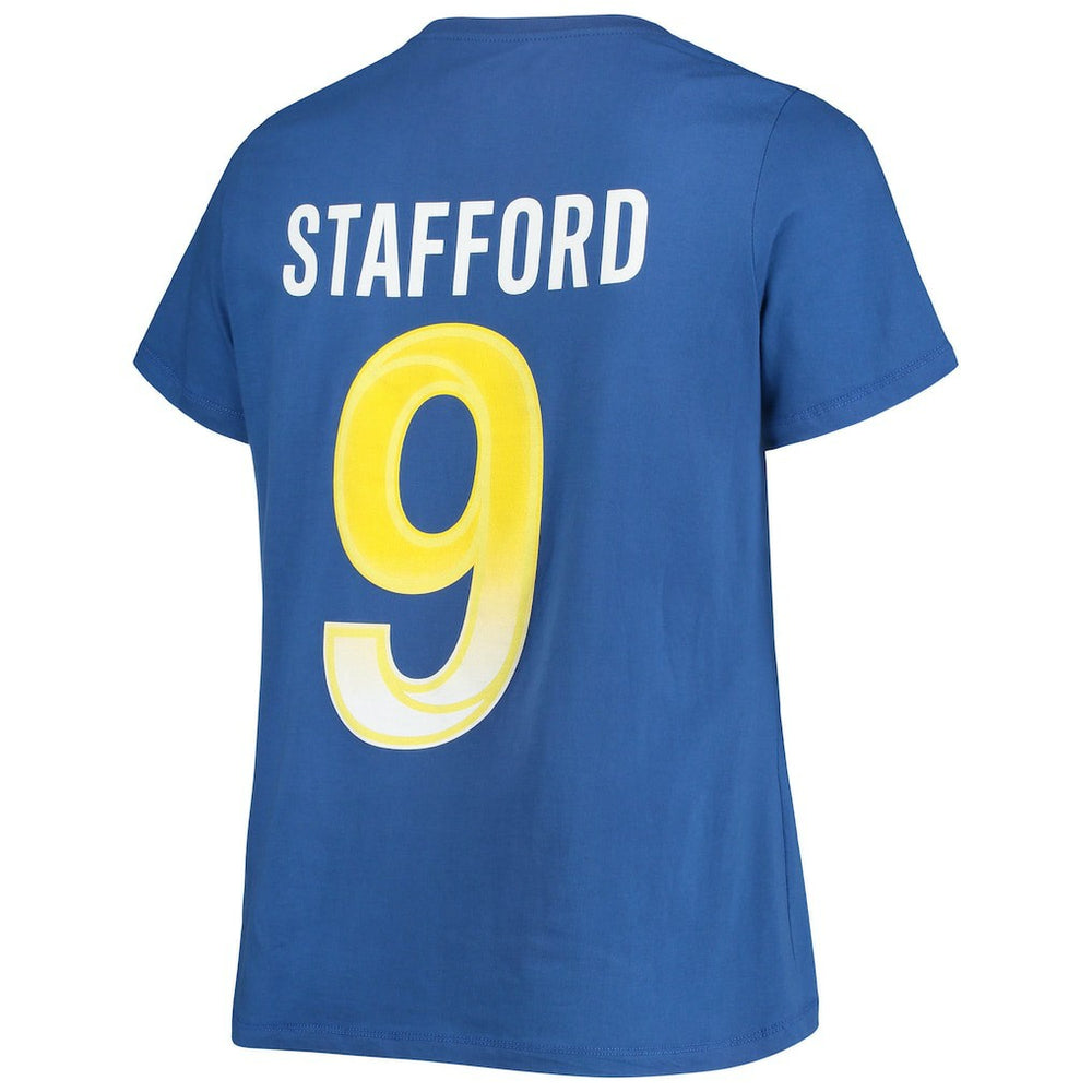 Matthew Stafford  Women's Plus Size Player Name & Number V-Neck T-Shirt - Los Angeles Rams