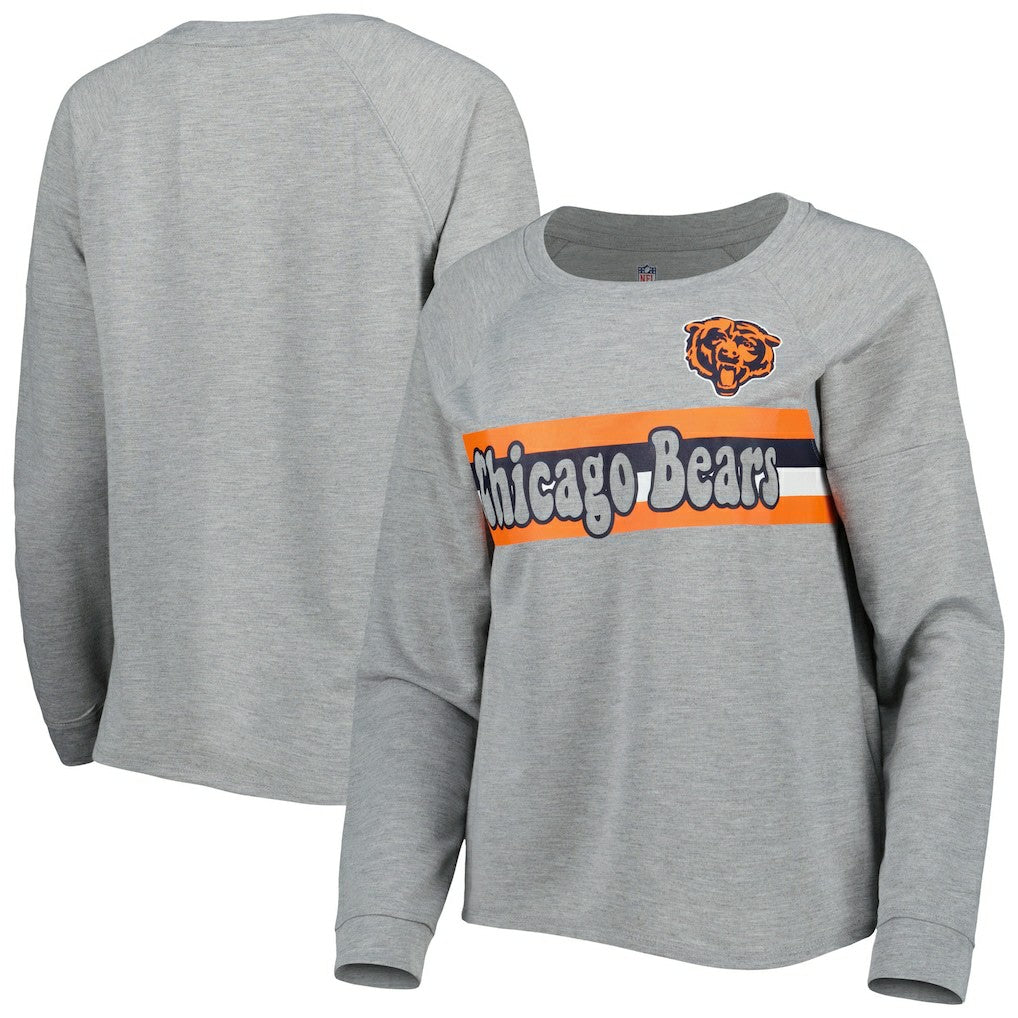 Juniors All Striped Up Raglan Long Sleeve T-Shirt - Chicago Bears