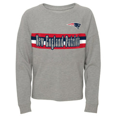 Juniors All Striped Up Raglan Long Sleeve T-Shirt - New England Patriots
