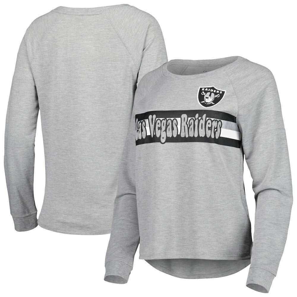 Juniors All Striped Up Raglan Long Sleeve T-Shirt - Las Vegas Raiders