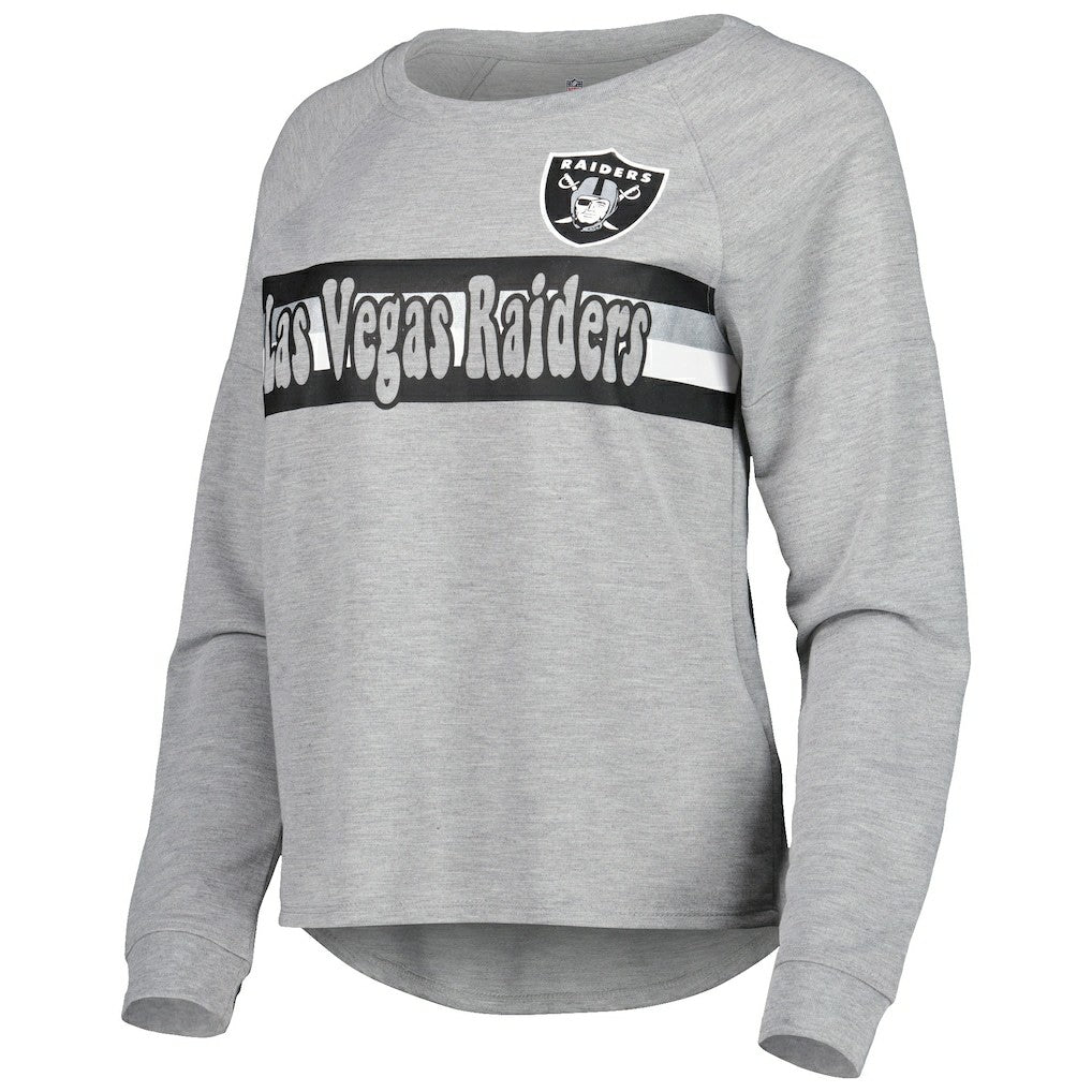 Juniors All Striped Up Raglan Long Sleeve T-Shirt - Las Vegas Raiders