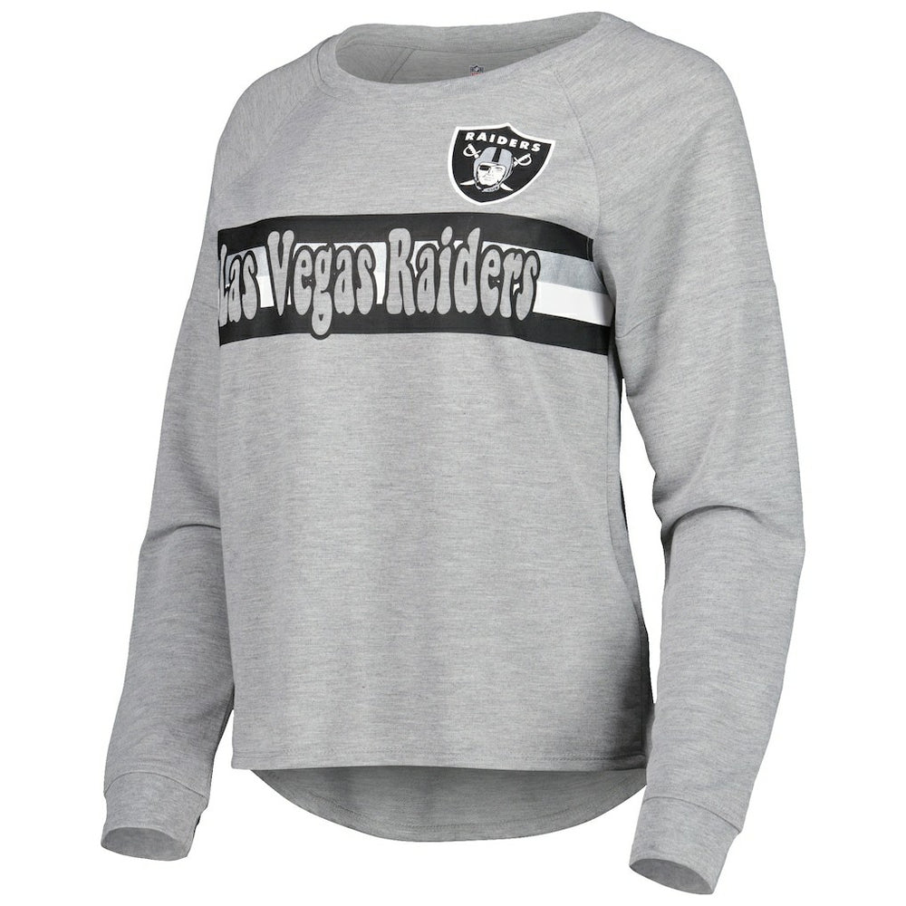 Juniors All Striped Up Raglan Long Sleeve T-Shirt - Las Vegas Raiders