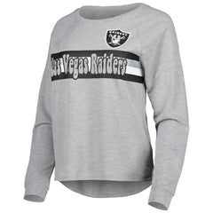 Juniors All Striped Up Raglan Long Sleeve T-Shirt - Las Vegas Raiders