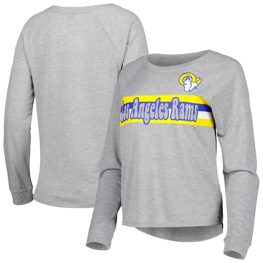 Juniors All Striped Up Raglan Long Sleeve T-Shirt - Los Angeles Rams