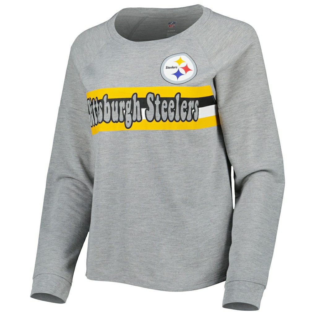 Juniors All Striped Up Raglan Long Sleeve T-Shirt - Pittsburgh Steelers