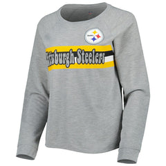 Juniors All Striped Up Raglan Long Sleeve T-Shirt - Pittsburgh Steelers