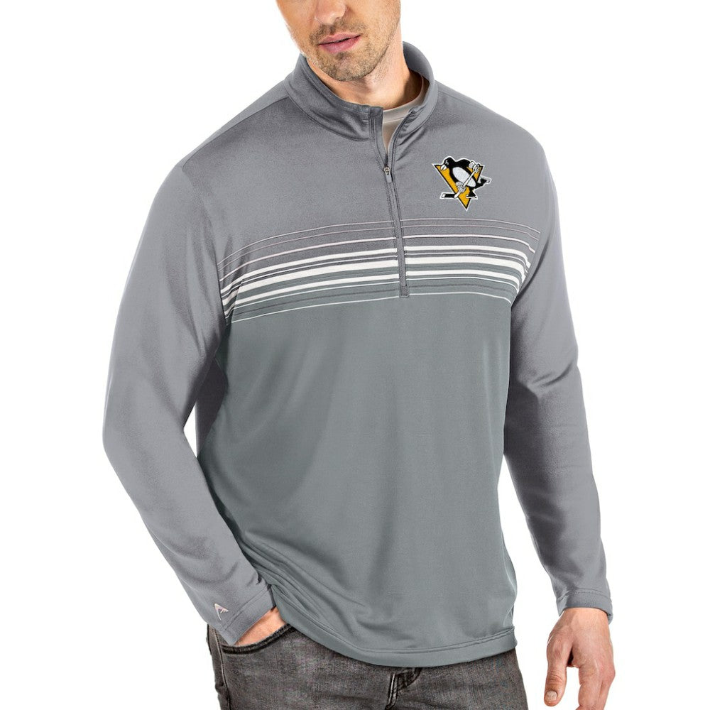NHL Gray Pittsburgh Penguins Antigua Pace Quarter-Zip Pullover Top