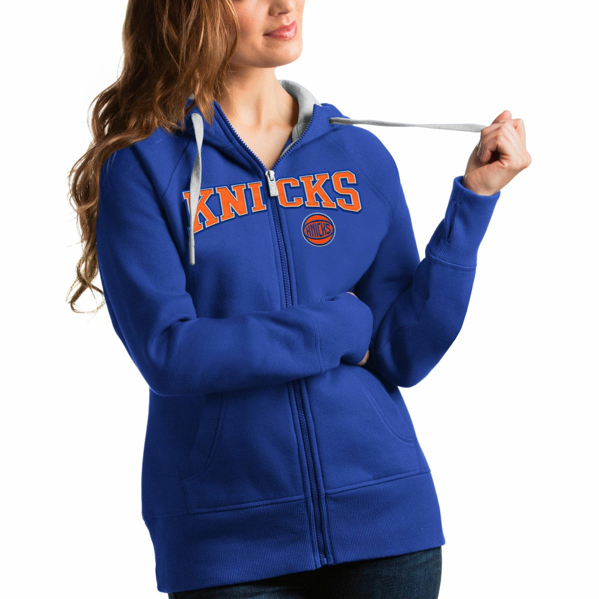 NBA New York Knicks Antigua Women's Team Victory Full-Zip Hoodie