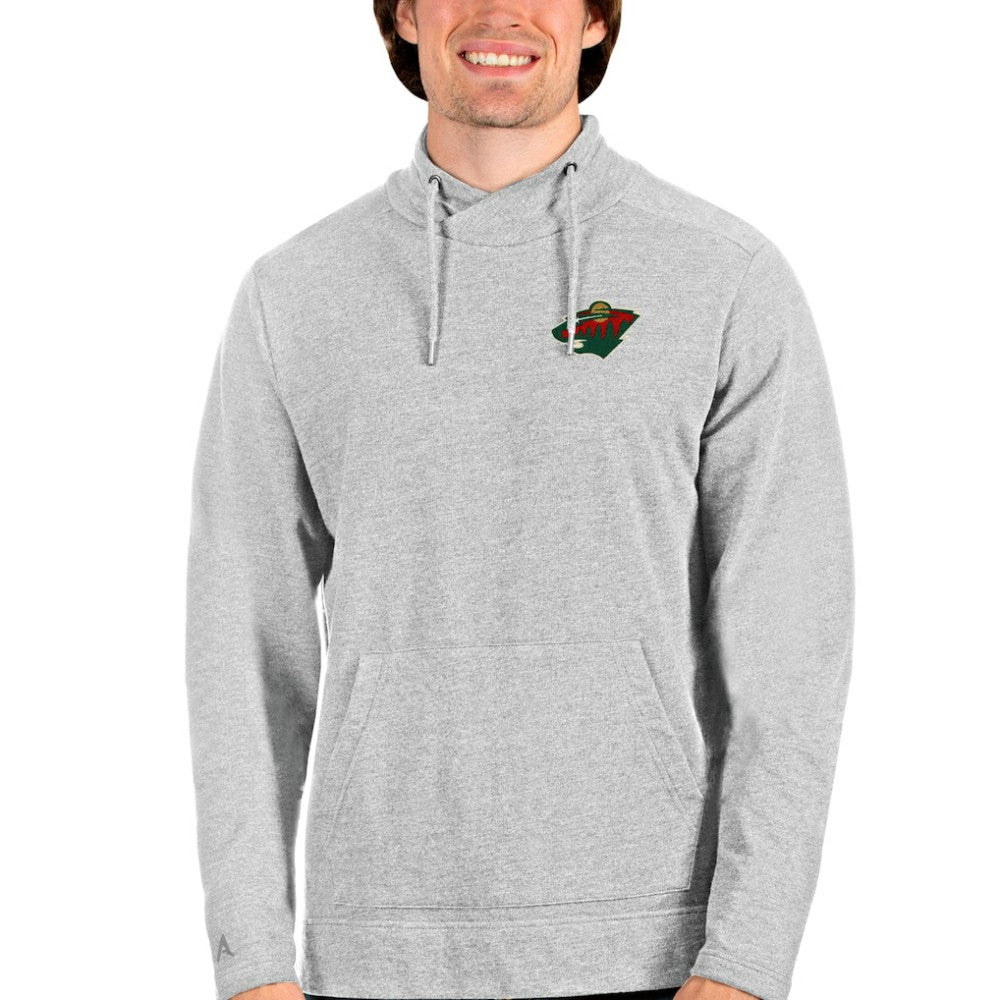 NHL Heathered Gray Minnesota Wild Antigua Team Reward Crossover Neckline Pullover Sweatshirt