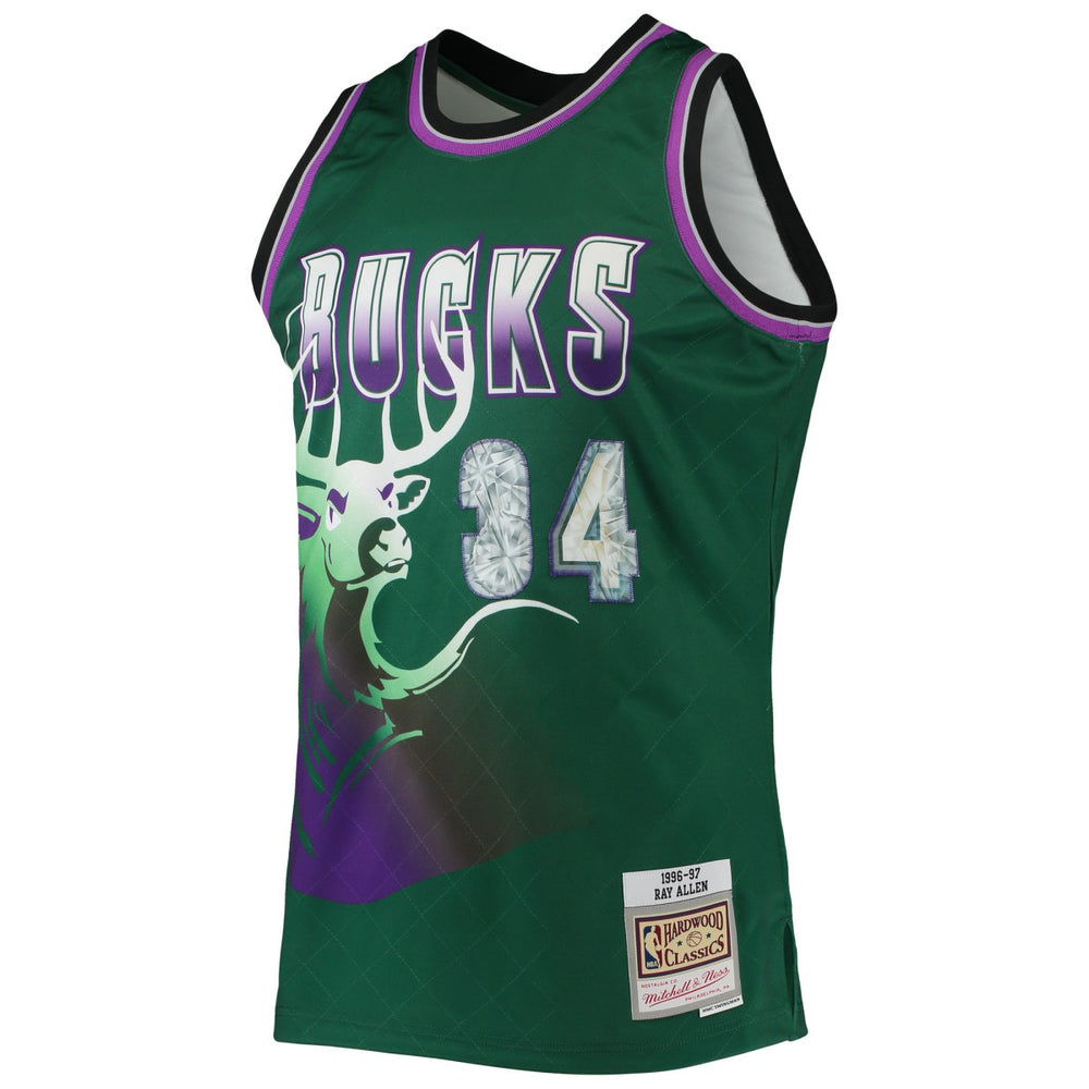 NBA Ray Allen Milwaukee Bucks 1996/97 Hardwood Classics NBA 75th Anniversary Diamond Swingman Jersey