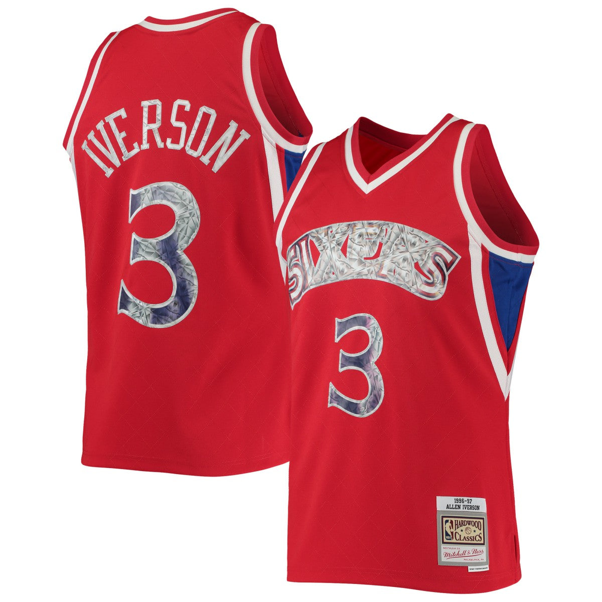 NBA Allen Iverson Philadelphia 76ers 1996/97 Hardwood Classics NBA 75th Anniversary Diamond Swingman Jersey