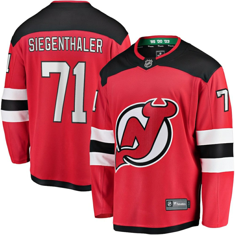 NHL Red Jonas Siegenthaler New Jersey Devils Fanatics Home Breakaway Player Jersey