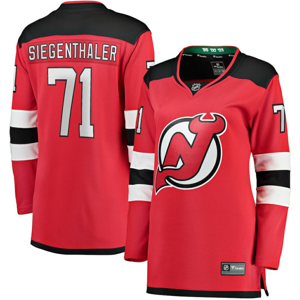 NHL Red Jonas Siegenthaler New Jersey Devils Fanatics Women's Home Breakaway Player Jersey