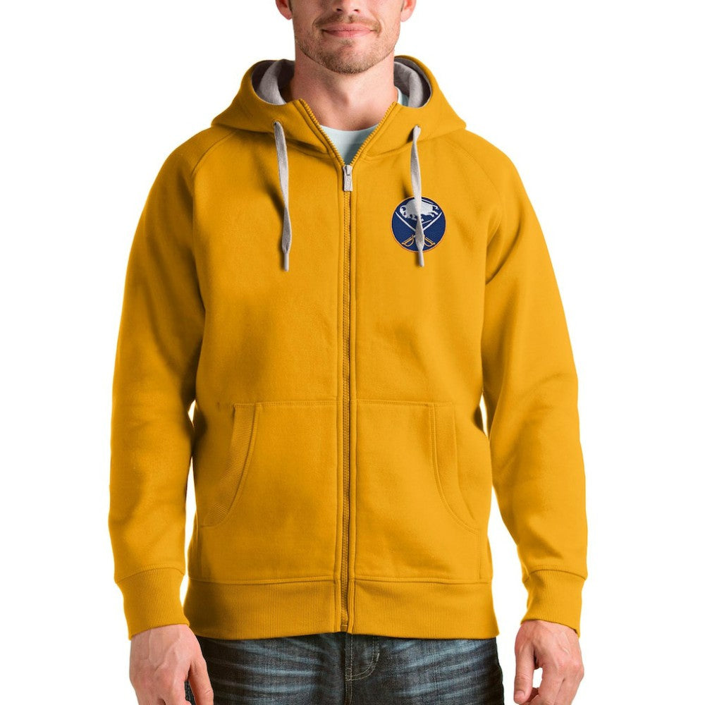 NHL Gold Buffalo Sabres Antigua Logo Victory Full-Zip Hoodie