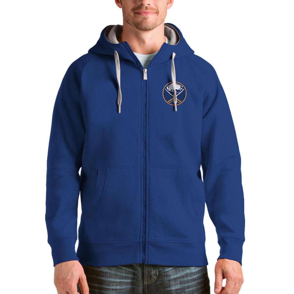NHL Royal Buffalo Sabres Antigua Logo Victory Full-Zip Hoodie