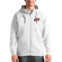 NHL White Carolina Hurricanes Antigua Logo Victory Full-Zip Hoodie