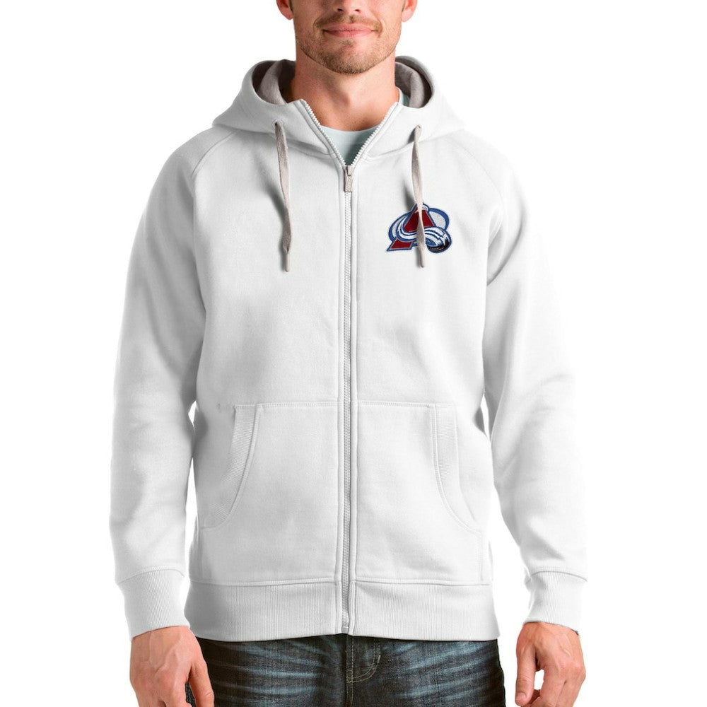 NHL White Colorado Avalanche Antigua Logo Victory Full-Zip Hoodie