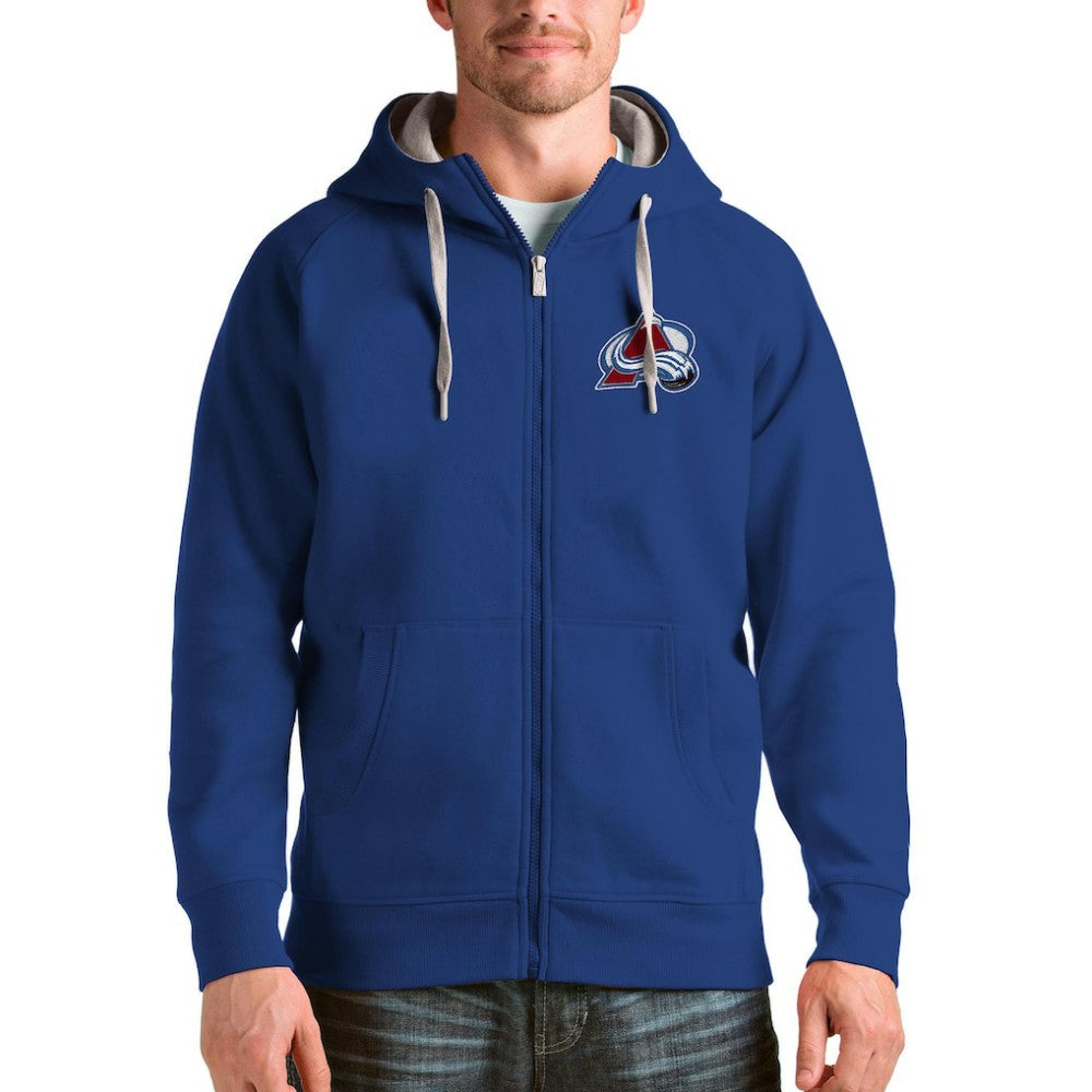 NHL Royal Colorado Avalanche Antigua Logo Victory Full-Zip Hoodie
