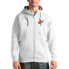 NHL White Detroit Red Wings Antigua Logo Victory Full-Zip Hoodie