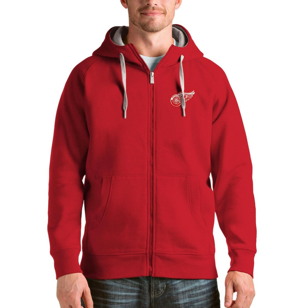NHL Red Detroit Red Wings Antigua Logo Victory Full-Zip Hoodie