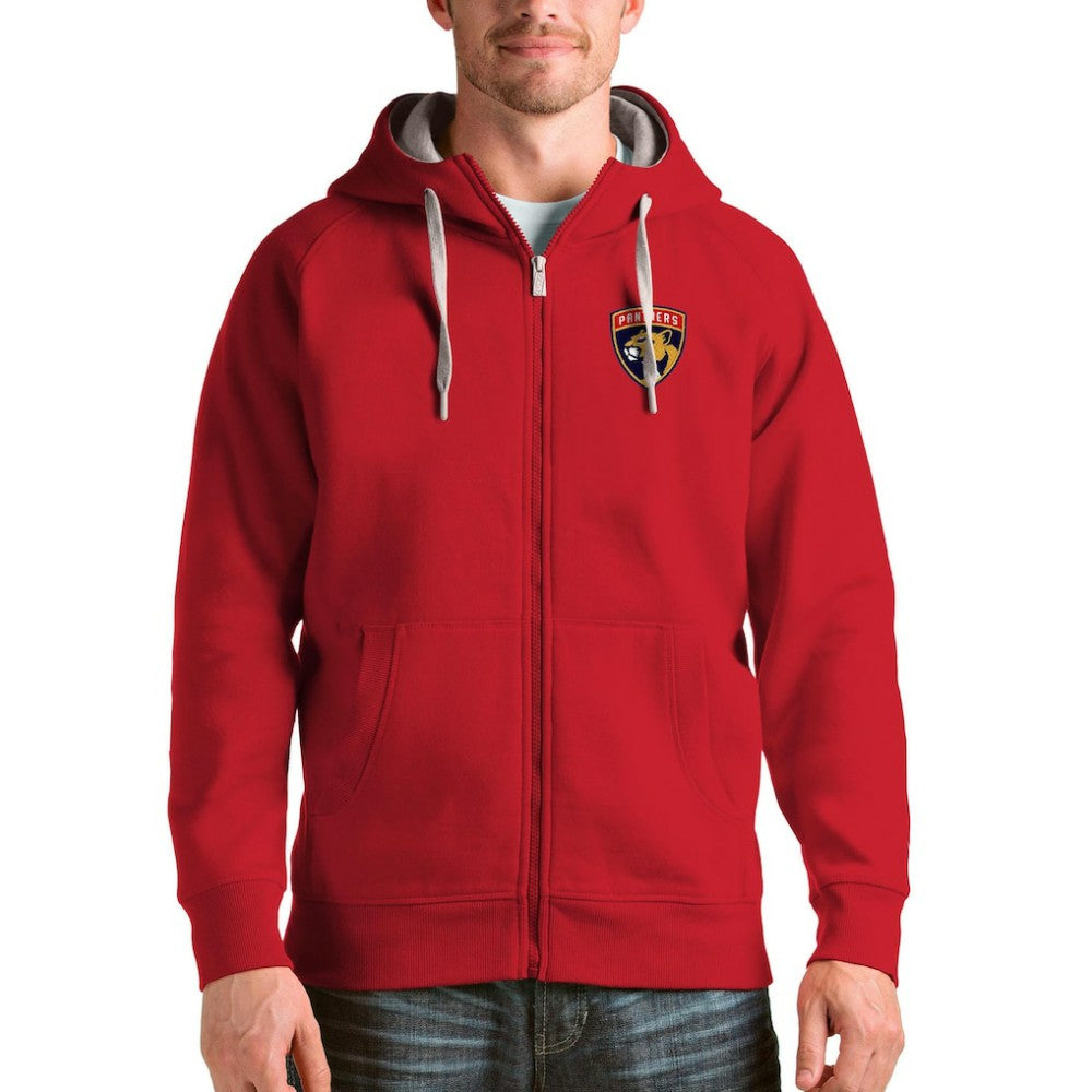 NHL Red Florida Panthers Antigua Logo Victory Full-Zip Hoodie